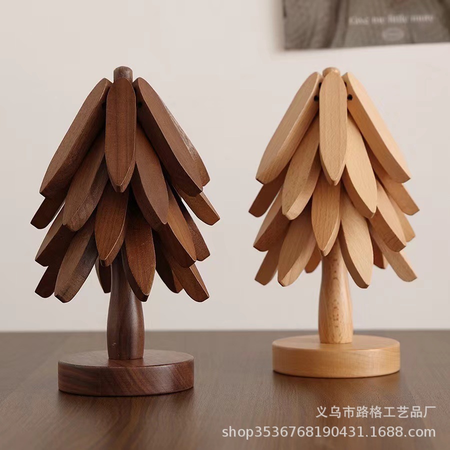 Una almohadilla de taza de árbol, almohadilla de aislamiento térmico de escritorio de la sala de estar, almohadilla de taza de té de madera, cafetera, adornos artesanales