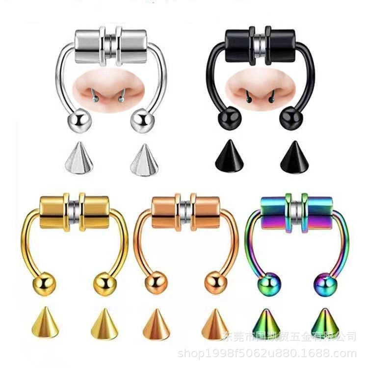 Пробитая Нержавеющая Сталь Магнитное Кольцо Ложного Носа Подкова Кольцо Титановая Сталь Искусственное Кольцо В Носу Неперфорированное Кольцо Обруч В Носу Ювелирные Изделия