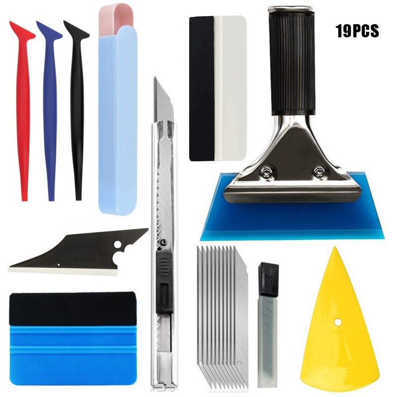 19件套汽车玻璃车窗贴膜工具套件塑料刮板不锈钢刮刀美工刀