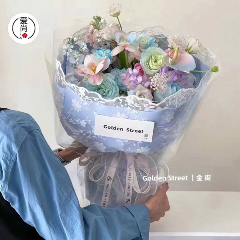 情人节蕾丝刺绣镂空白色布艺鲜花花束花艺包装材料diy礼物资材