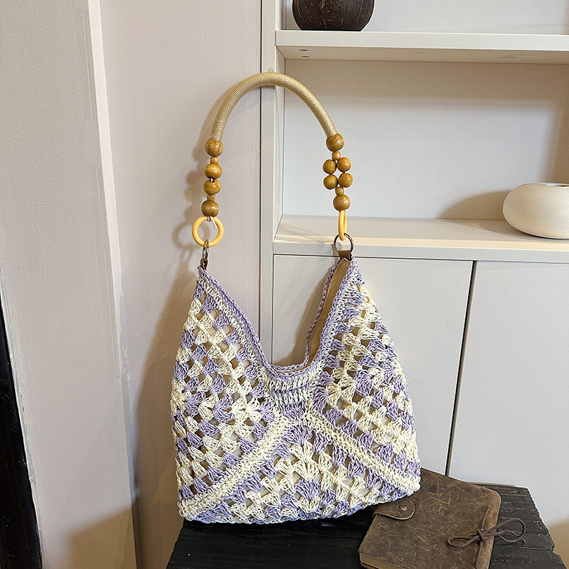Bolsa de tejido de gran capacidad para mujeres 2026 nuevo verano de vacaciones en la playa bolsa de viaje simple bolsa de arte image 19