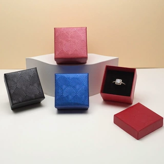 扇贝纹纸盒5*5天地盖珠宝饰品包装盒复古耳钉戒指婚庆求婚礼品盒