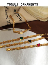 歐美新潮時尚古巴鏈手鐲氣質銅材鍍真金手鏈網紅鑲鋯石手飾品T201