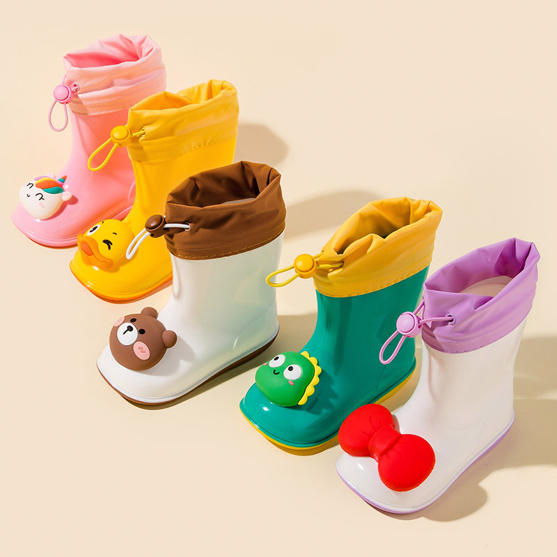New Children's Rain Boots Cute Cartoon Animal Corset Soft Bottom Wear-resistant Baby Outdoor Rain Boots for Boys and Girls