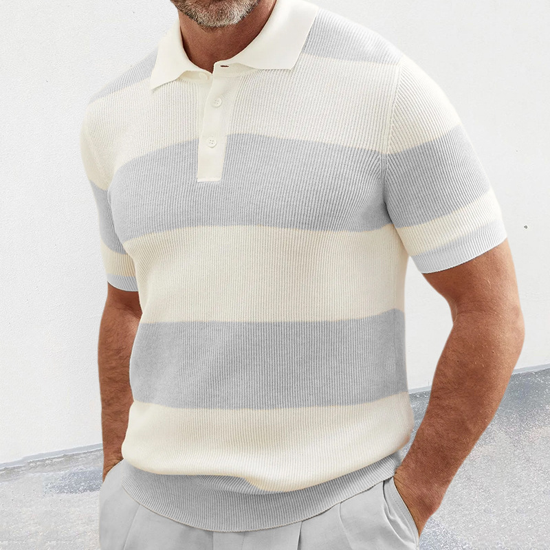2024 Neues farbiges kurzärmliges Polokragen-Strickhemd Muscle Men's Wear_voghion.com