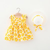 Summer dress with sleeves sleevless, small princess costume with bow, sleevless dress, Korean style