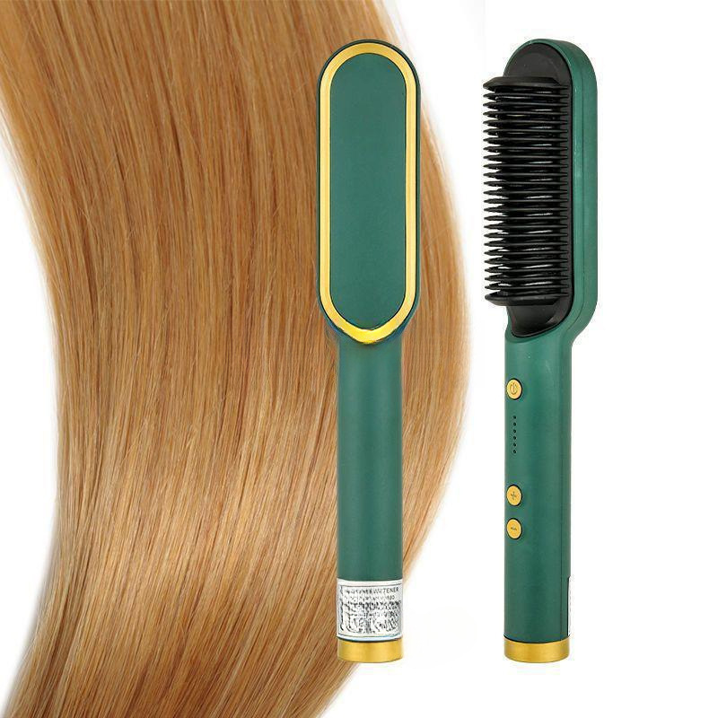 ストレートヘアコームヘアストレートヘアカーリングアイロン両用スプリントマイナスイオンふわふわコームグリーンのみ|undefined