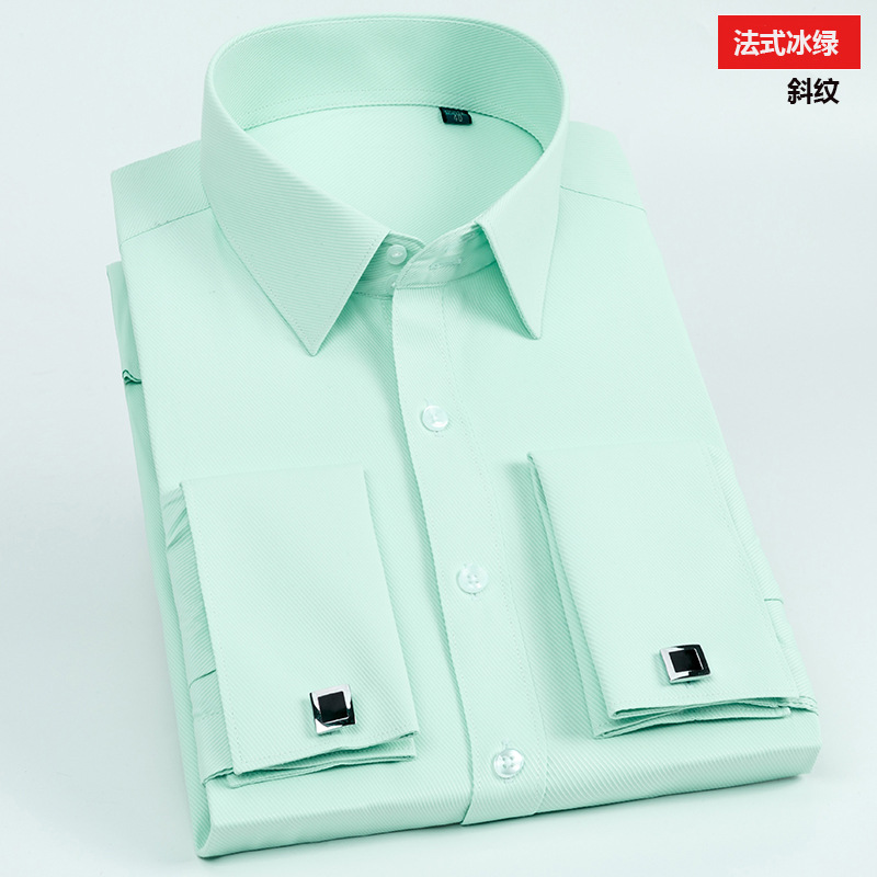 Camisa de gemelos franceses de gran tamaño 38-48 para hombres de manga larga con cuello de color diferente Camisa informal de negocios con cuello formal Reparación de estilo coreano