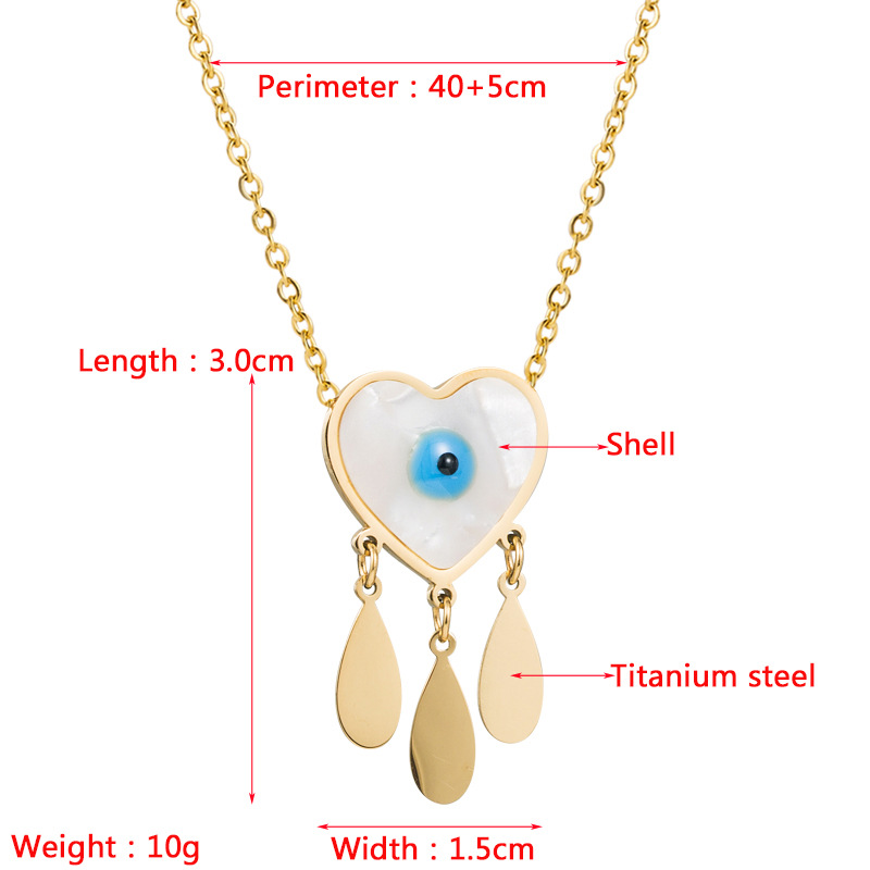 Fashion Contrast Color Heart-shaped Devil's Eye Design Titanium Steel Necklace display picture 1