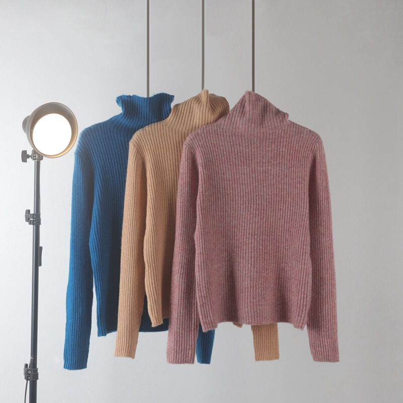 2026 Autumn and Winter New Style Turtleneck Sweater for Women, Loose Pullover Knitwear, Long-Sleeved White Base Shirt, Trendy Inner Top