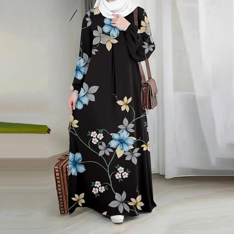 Robe abaya longue et modeste, coupe ample, style musulman, en polyester._voghion.com