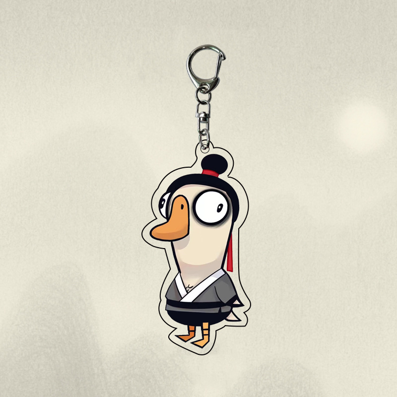 Dibujos animados pato ganso matando monstruo Qitan icono de acrílico llavero lindo expresión creativa bolsa decorativa colgante clave