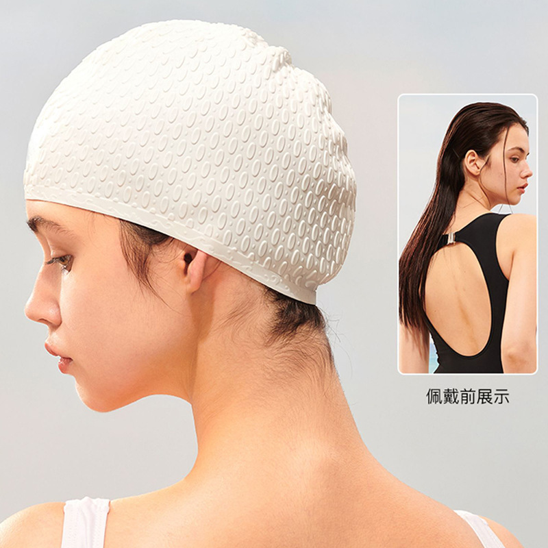 gorra de natación de silicona para mujeres adultas gorra de goteo de agua gorra de natación burbuja gorra de natación superelástica impermeable orejas cabello largo