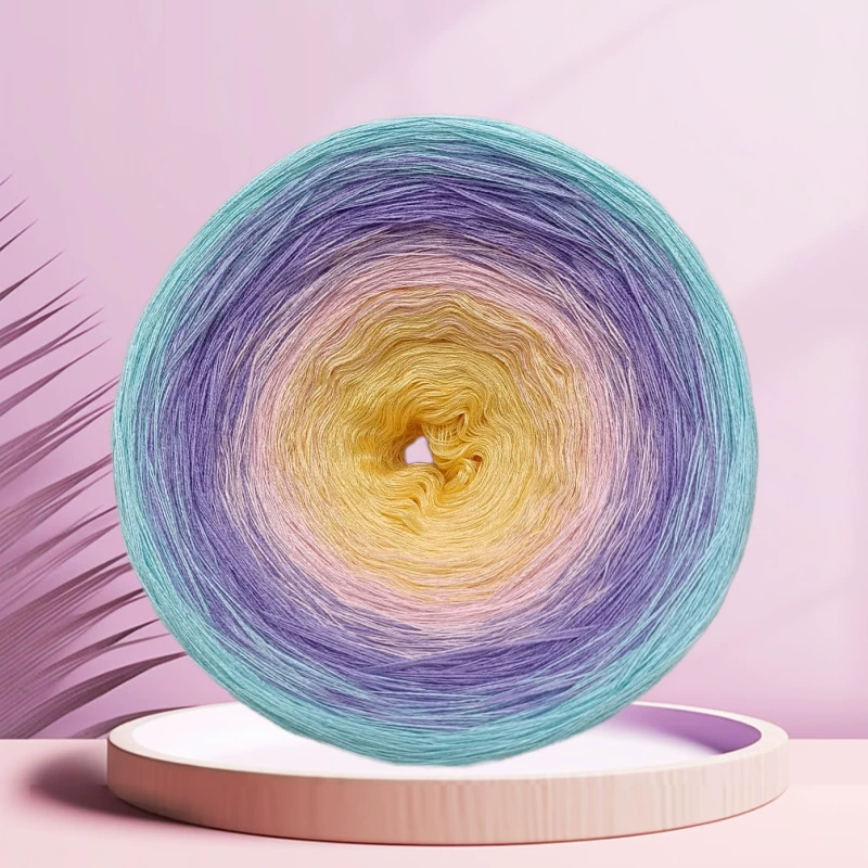 Весенне-летняя кружевная хлопковая нить из чистого хлопка, сказочная нить, радужная нить для торта, градиентная шерстяная шаль ручной вязки, игла для вязания крючком, нить