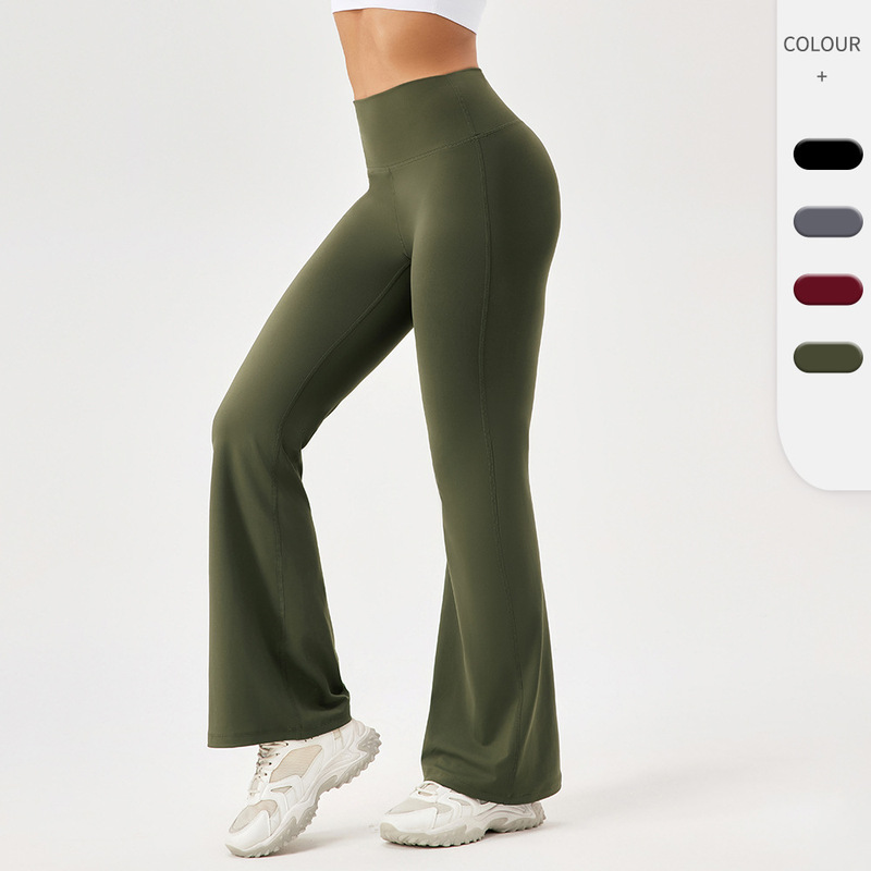 Yoga Flared Pants Women's Naked High Waist Hip Lifting Running Fitness Wide Leg Pants Elastic Quick-drying Sports Pants 42302