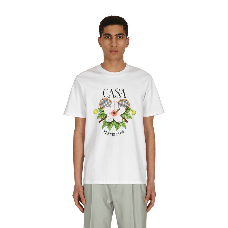 Summer Casablanca Tennis Club Printed 23Ss Men's and Women's Loose and Versatile Short-Sleeved Trendy T-Shirts