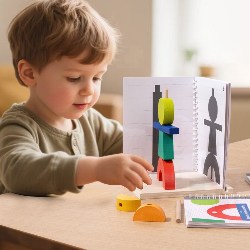 Niños 3D construcción de bloques de construcción de espacio de proyección tridimensional acertijos de educación temprana sombra emparejamiento juguetes de madera al por mayor