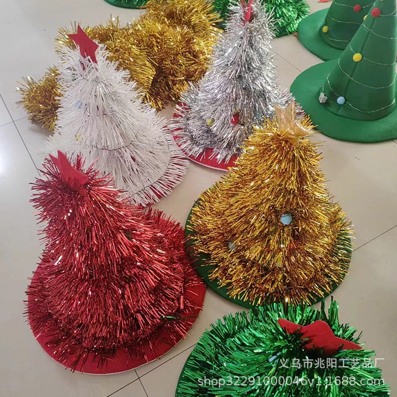 Sombrero del árbol de Navidad suministros de decoración de Navidad no tejidos de seda de lluvia sombrero de Navidad suministros de fiesta de vestir sombrero de Navidad