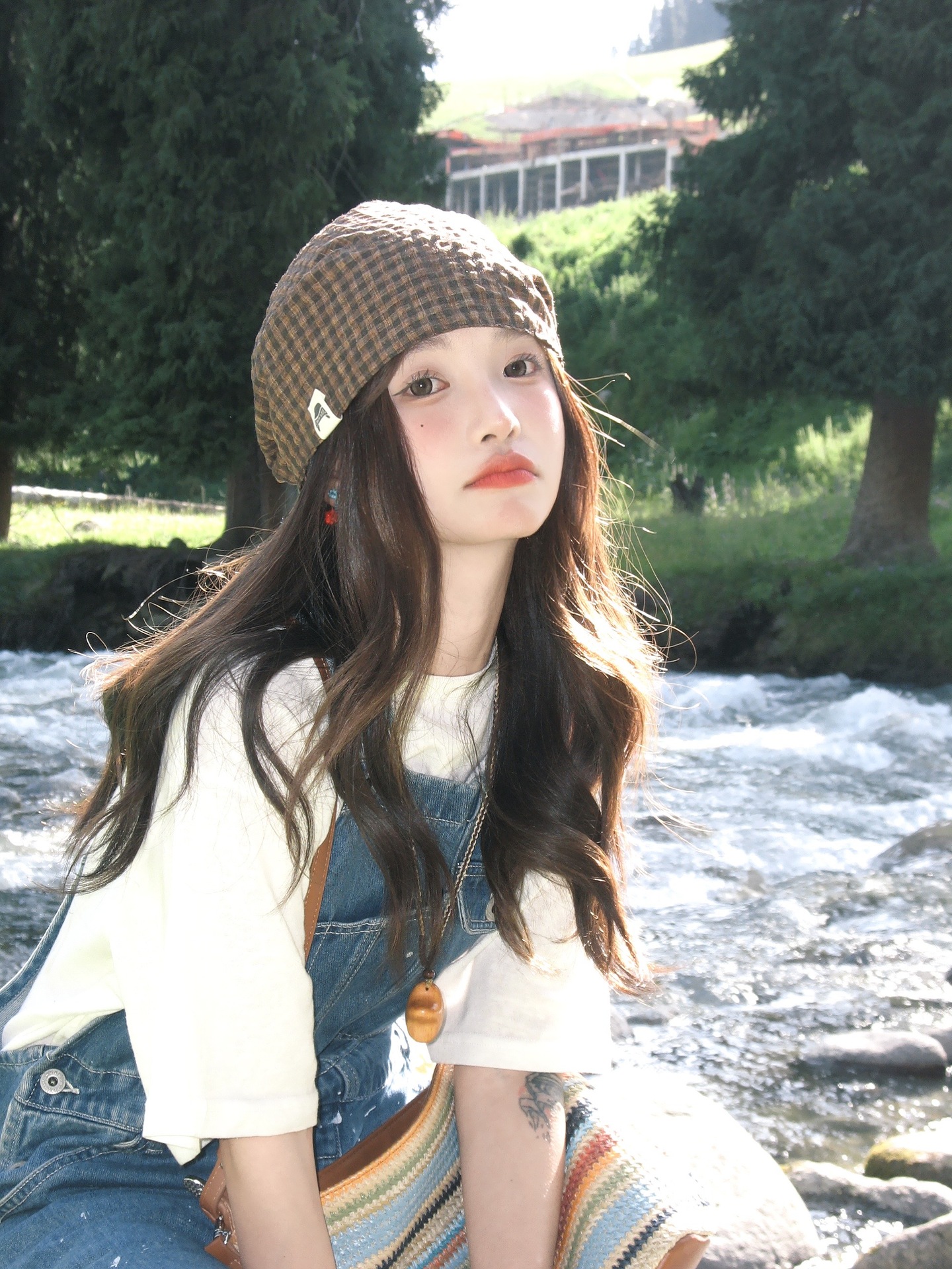 Vintage-Karomütze für Damen, dünn, für den Sommer, für großen Kopfumfang, elegant, vielseitig und lässig._voghion.com