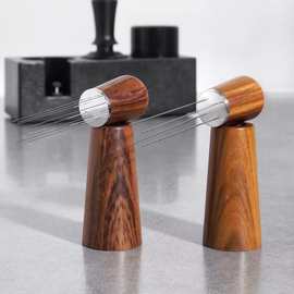 咖啡布粉针带底座结块打散器搅拌松粉意式实木布粉器手柄厂家直供