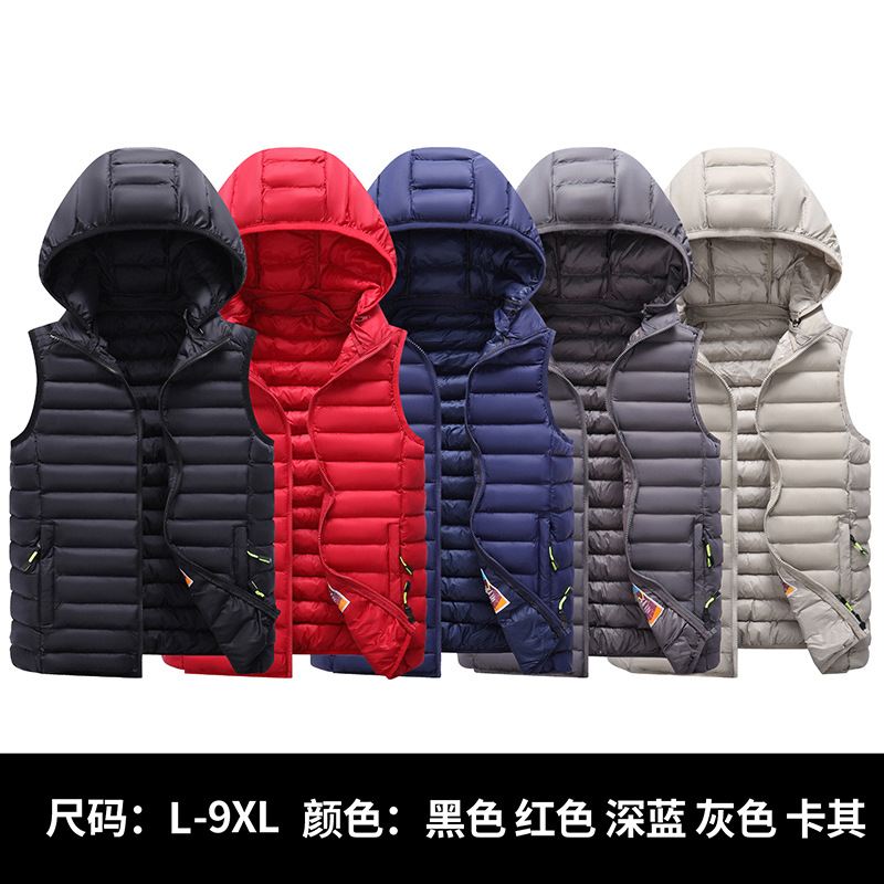 Chaleco de los hombres 2023 nuevo Otoño e Invierno algodón y engrosamiento chaleco abajo algodón deportes más tamaño chaleco con capucha al por mayor