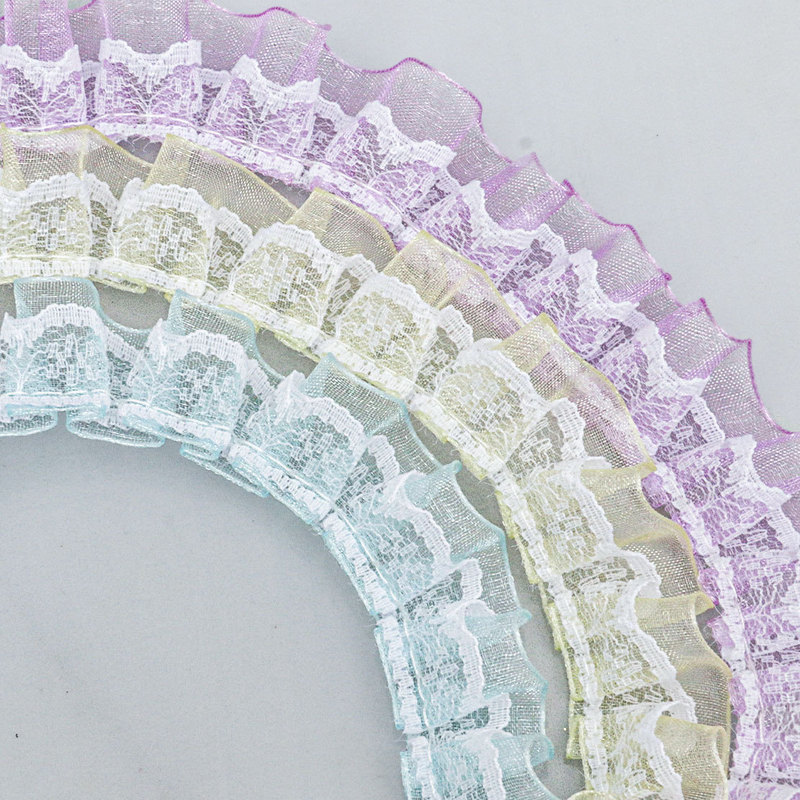 2cm White Lace Double-Layer Wide Lace Trim DIY Mesh Fabric for Doll Clothing, Anime Crafts, and Decoration Materials in Stock