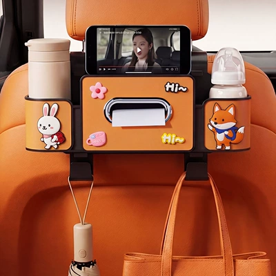 car seat back multifunctional cup – Car tissue box/set - rabbit-fox-4th-generation-orange