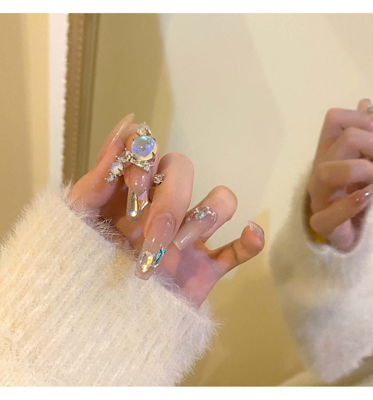 Women's Gender Wholesale Jewelry Elegant Romantic Geometric Copper Moonstone Plating Rings