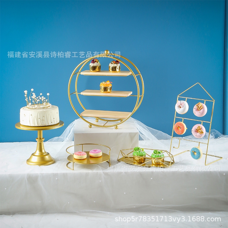 Fiesta de postre de hierro forjado europeo decoración de mesa de postre pastel bandeja de comida fría de té de la tarde refrigerio estante de pastel