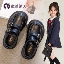 女童小皮鞋春季儿童公主鞋软底学院风黑色乐福鞋2025新款女孩鞋子