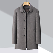 专柜男士双面羊毛大衣2025年商务休闲中年爸爸免烫中长款毛呢外套