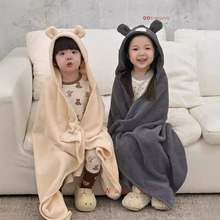 儿童家居用品浴袍浴巾盖毯柔软杨梅绒家用洗澡卡通连帽毛巾82373