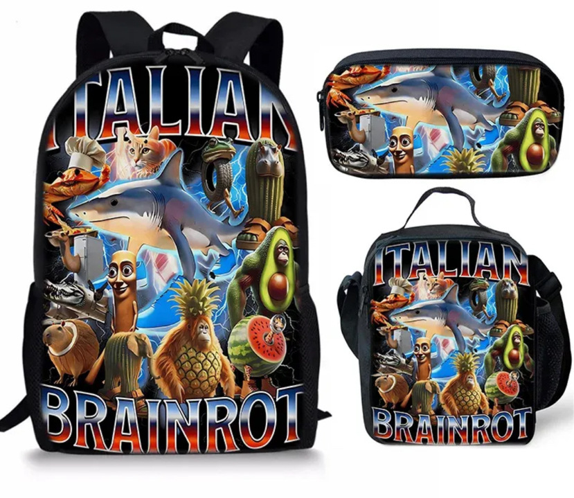 Nuevo producto transfronterizo Italian Brainrot Mochila con estampado digital