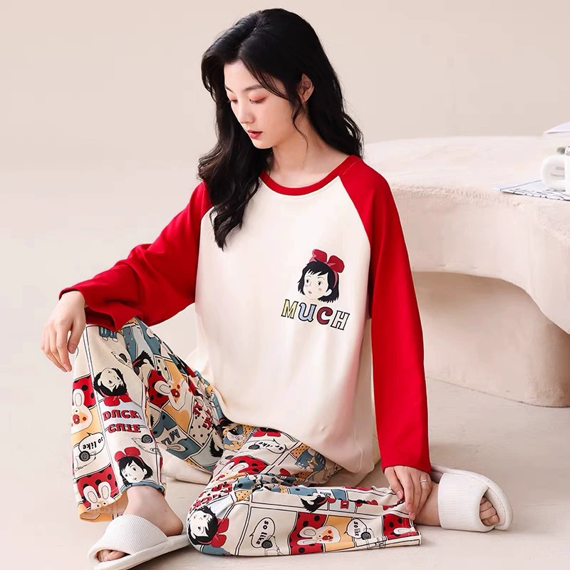 Карикатурные тонкие демисезонные комфортные пижамы, комплект, oversize