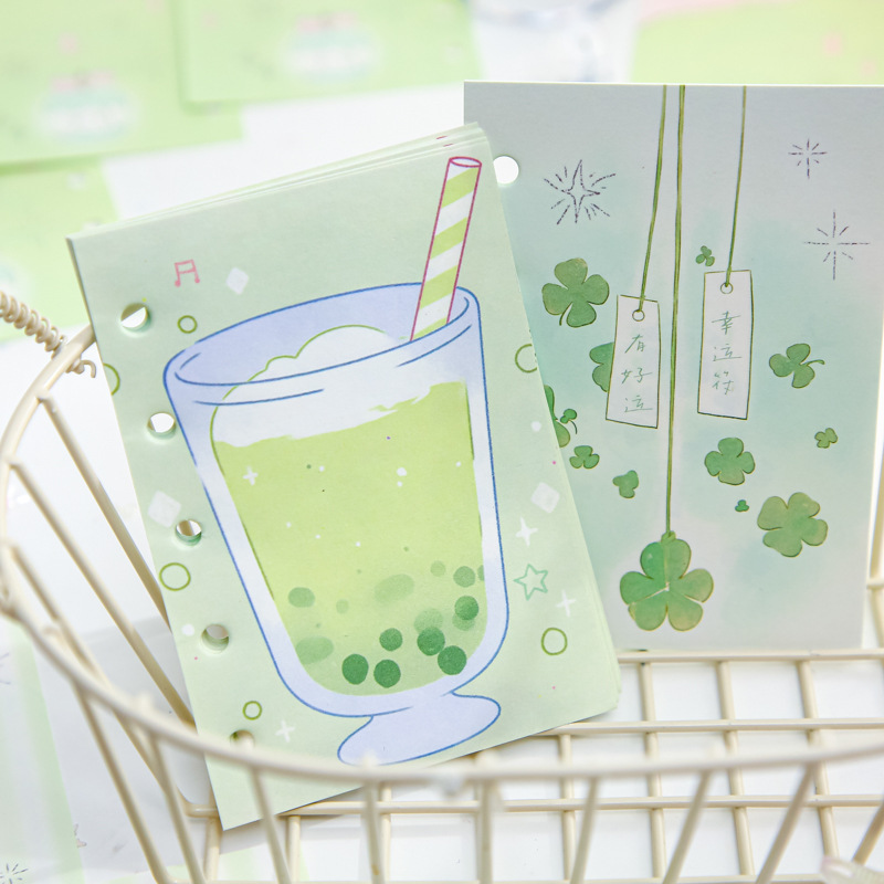 Mr. Paper M5 hojas sueltas notas adhesivas latidos del corazón poema de la imagen dibujado a mano hojas sueltas de dibujos animados papel de reemplazo perforado