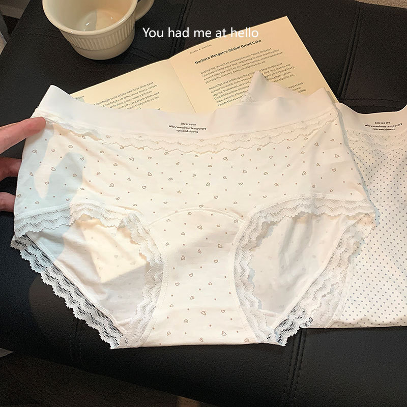 亲肤裸感莫代尔日系卡通少女碎花波点中腰纯棉裆简约柔软内裤女|undefined