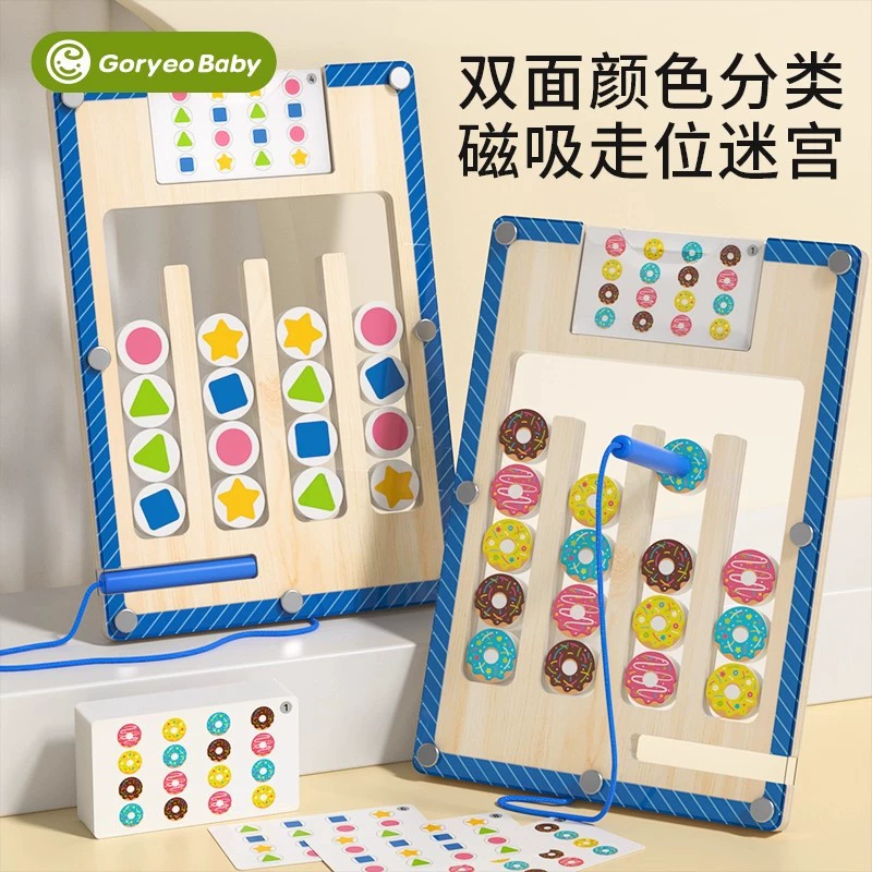 Магнитный лабиринт с ручкой, четырехцветное позиционирование, двусторонние шахматы, детская классификационная игра, Монтессори, средства раннего образования, обучение образному мышлению