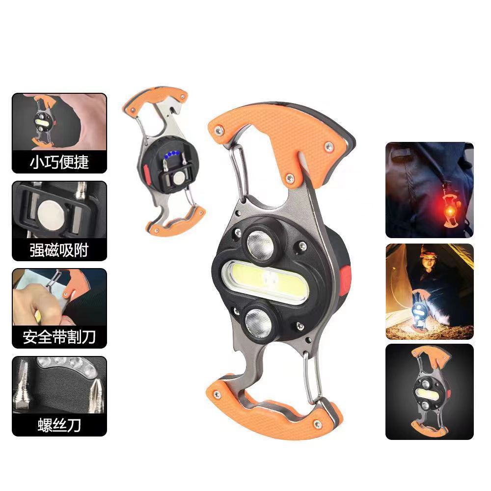 USB mini llavero luz de trabajo COB de alto brillo luz de campamento portátil multifuncional luz portátil al aire libre de emergencia