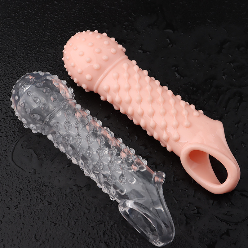 Triple-Set Textured Extension Sleeve Kit, TPE, Clear, Manual Use — detail image 3