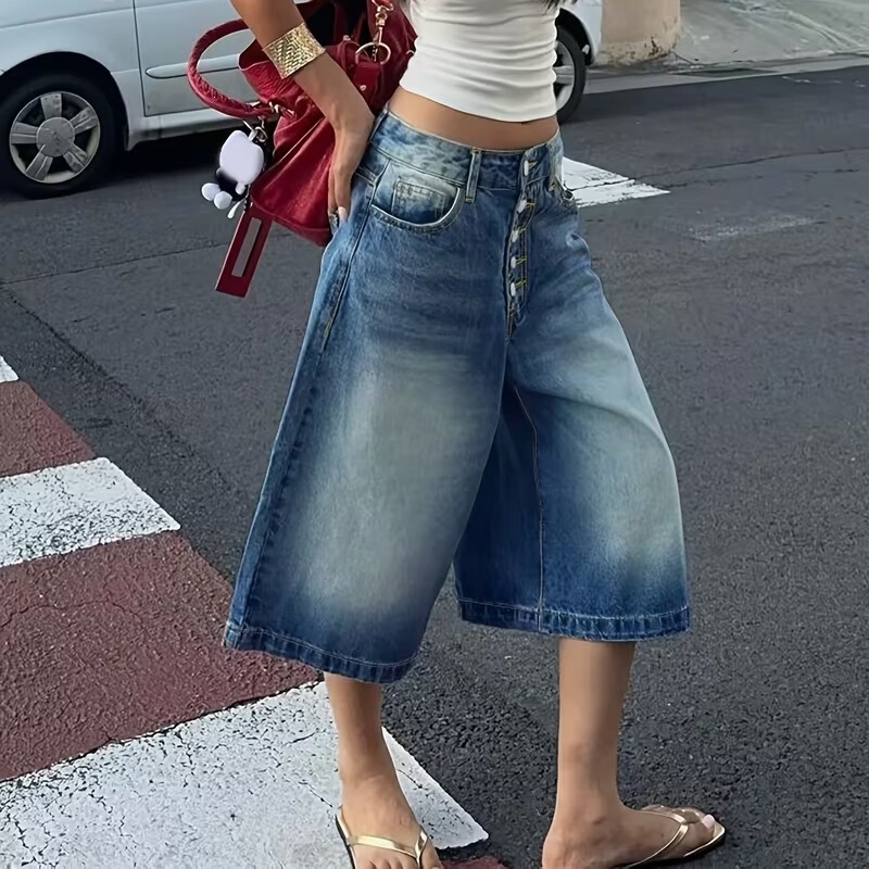 2026 New Cross-Border European and American Popular Bermuda Women's Stretch Denim Shorts Exclusively for Temu