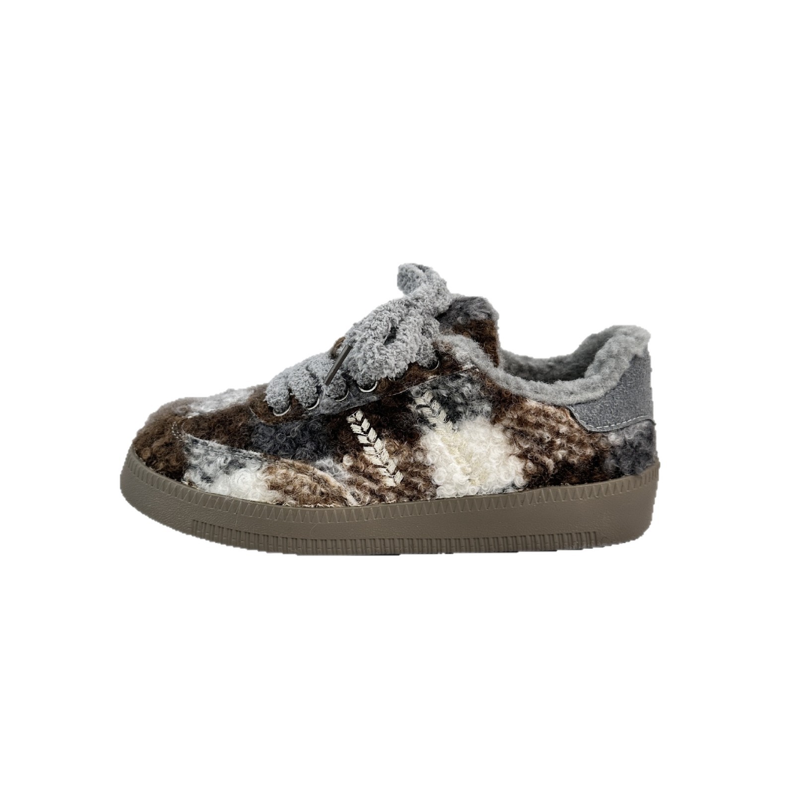Yuanbo 2025 invierno calentamiento de algodón zapatos de mujer de alto nivel bajo con zapatos de entrenamiento de terciopelo de estilo universal en zapatos de skate de terciopelo
