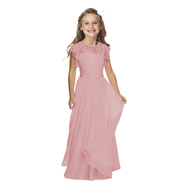 Comercio exterior transfronterizo europeo y americano de ropa infantil, vestidos de boda para niños, vestido largo de princesa de gasa para niña de las flores de Amazon para cumpleaños y actuaciones.
