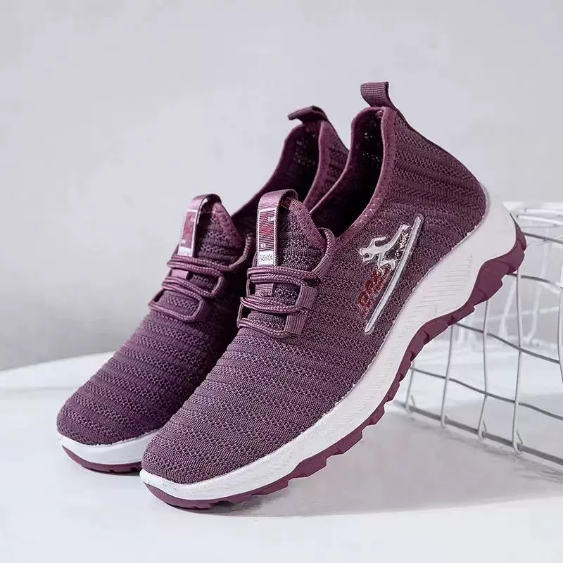 新款飞织休闲运动鞋女轻便软底妈妈鞋跨境外贸批发时尚地摊椰子鞋