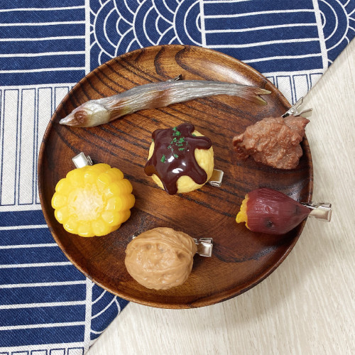 Japanese octopus balls hairpin sweet potato walnut corn three-dimensional food hairpin funny and interesting headwear side clip