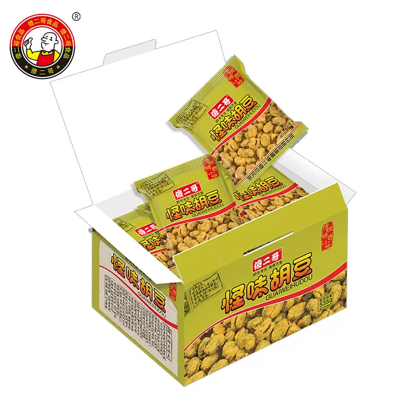傻二哥散称535g盒装怪味胡豆 蚕豆小包装炒货重庆风味小吃零食