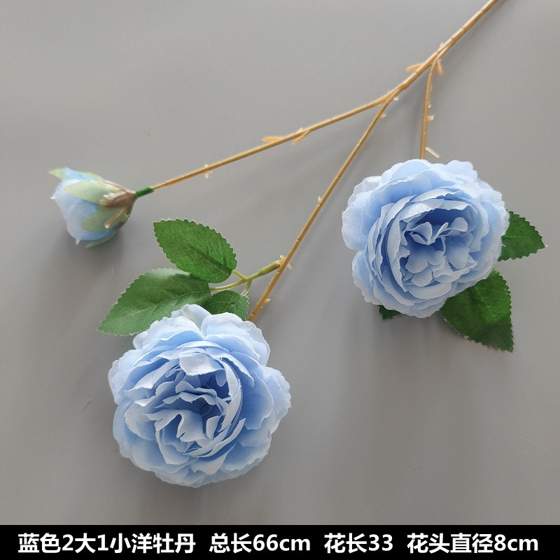 雾霾蓝色系花婚庆花材叶子玫瑰洋牡丹假花婚礼堂背景装饰花艺|undefined