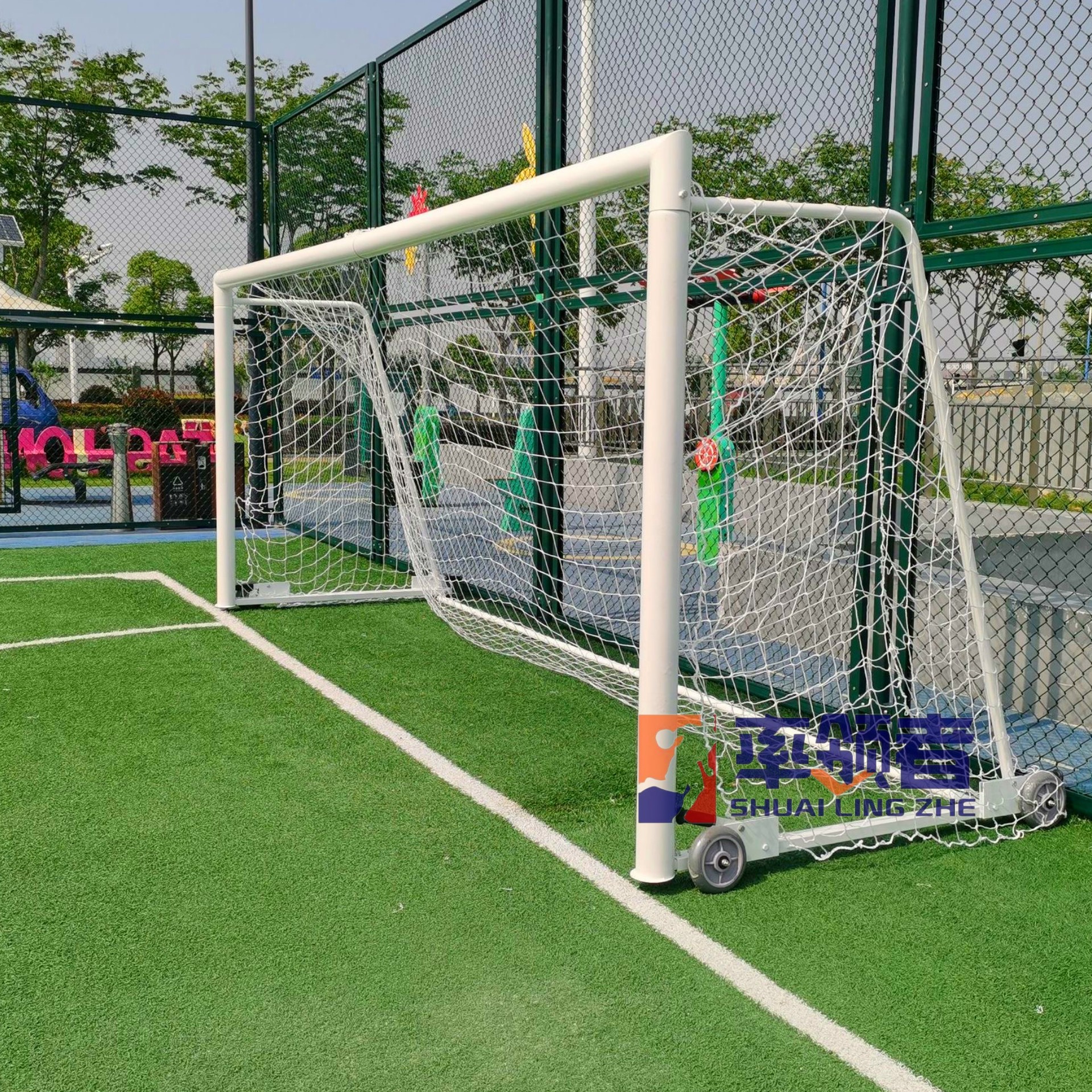 Puerta móvil al aire libre del balompié de la aleación de aluminio galvanizó la puerta del balompié de la persona del acero inoxidable siete-Persona 11