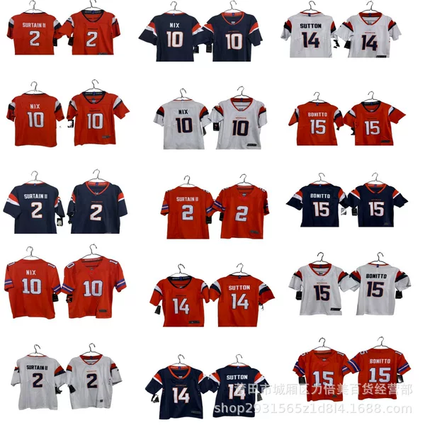 Children's Nfl Denver Broncos Football Jersey No. 10 Nix No. 2 No. 15 Jersey Training Embroidery