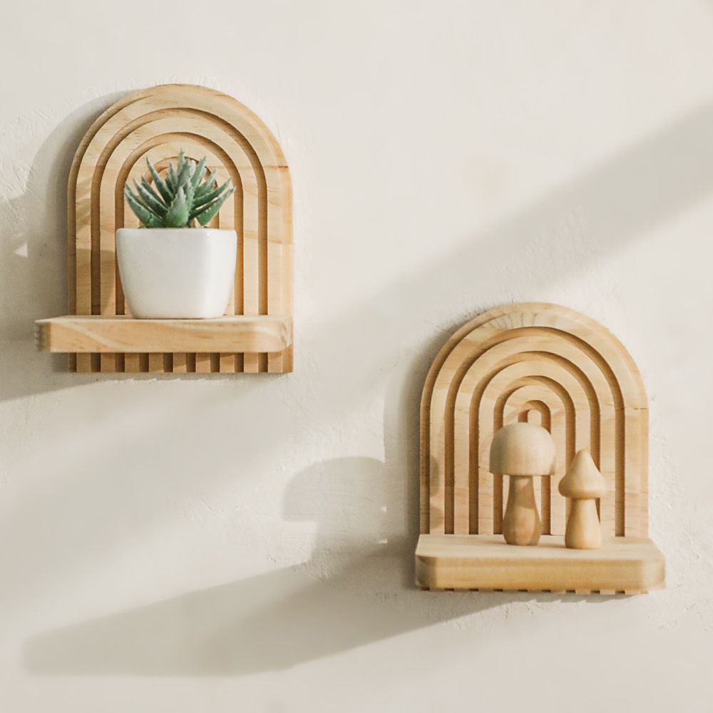 Nuevos productos transfronterizos roscados de madera sólida creativos de pared estantes de flores de madera artesanía de decoración del hogar colgantes