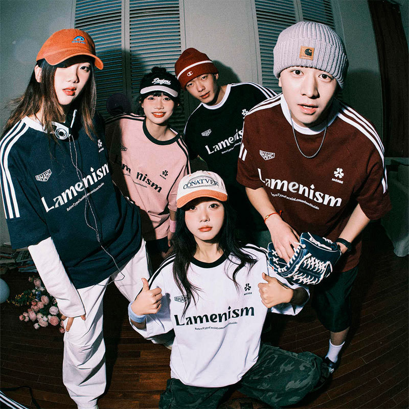 Celebrity Style Lemanism Summer American T-Shirt Short-Sleeved Men's Hiphop Top Three-Stripe Sports T-Shirt Celebrity Style Lemanism Summer American T-Shirt Short-Sleeved Men's Hiphop Top Three-Stripe Sports T-Shirt